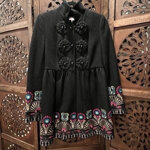 Anthropologie Through-The-Lens Elimovna Wool Oriental Coat Plenty by Tracy Reese